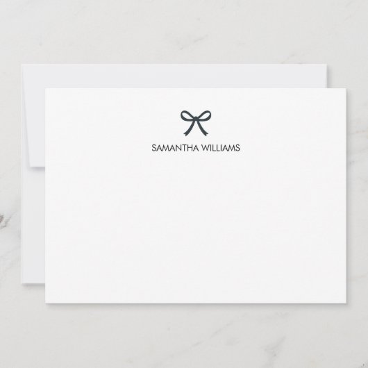 Cute Stylish Girly Monogram Name Script Ribbon Bow Notitiekaartje (Voorkant)