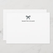 Cute Stylish Girly Monogram Name Script Ribbon Bow Notitiekaartje (Voorkant / Achterkant)