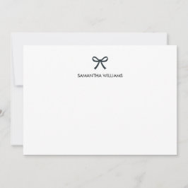 Cute Stylish Girly Monogram Name Script Ribbon Bow Notitiekaartje