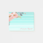 Cute Stylish Girly Waterverf Flowers, Striped Post-it® Notes (Voorkant)