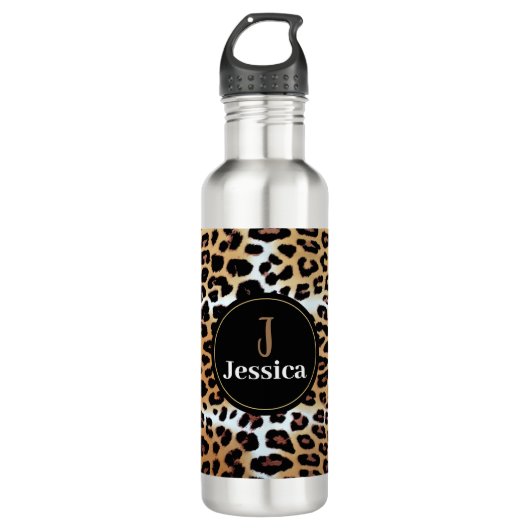Cute Stylish Leopard Animal Print Aangepast Waterfles (Voorkant)