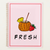 Cute Stylish Modern Coctail Strawberry Roze Planner (Voorkant)