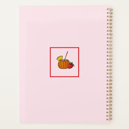 Cute Stylish Modern Coctail Strawberry Roze Planner (Achterkant)