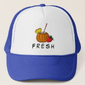 Cute Stylish Modern Fresh Coctail en Strawberry Trucker Pet (Voorkant)