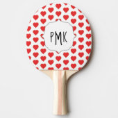 Cute Stylish Red Heart Monogram Initialen Trendy Tafeltennisbatje (Voorkant)