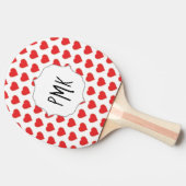 Cute Stylish Red Heart Monogram Initialen Trendy Tafeltennisbatje (Zijkant)