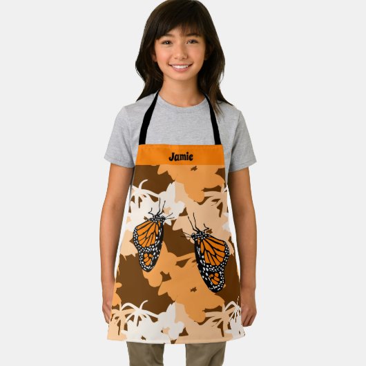 Cute Stylized Monarch Butterfly Oranje Schort (Insitu)