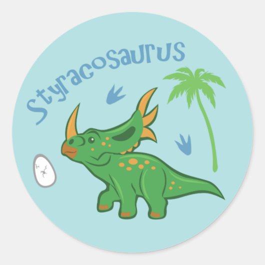 Cute Styracosaurus Ronde Sticker (Voorkant)