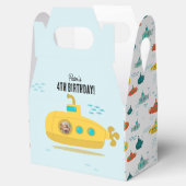 Cute Submarine Deep Sea Birthday Kids Photo Bedankdoosjes (Geopend)