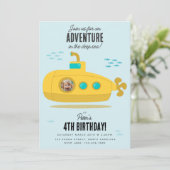 Cute Submarine Deep Sea Birthday Kids Photo Kaart (Staand voorkant)