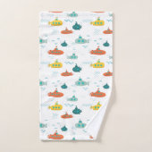 Cute Submarine Nautical Deep Sea Fish Kids Bad Handdoek (Handdoek)