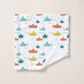 Cute Submarine Nautical Deep Sea Fish Kids Bad Handdoek (Wasdoekje)