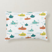 Cute Submarine Nautical Deep Sea Fish Pattern Accent Kussen (Voorkant)