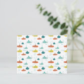 Cute Submarine Nautical Deep Sea Fish Pattern Briefkaart (Staand voorkant)