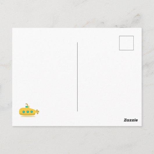 Cute Submarine Nautical Deep Sea Fish Pattern Briefkaart (Achterkant)