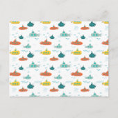 Cute Submarine Nautical Deep Sea Fish Pattern Briefkaart (Voorkant)