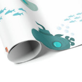 Cute Submarine Nautical Deep Sea Fish Pattern Cadeaupapier (Rol Hoek)