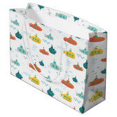 Cute Submarine Nautical Deep Sea Fish Pattern Groot Cadeauzakje (Achterkant Gekanteld)