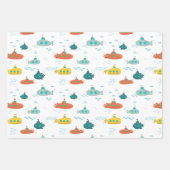 Cute Submarine Nautical Deep Sea Fish Pattern Inpakpapier Vel (Voorkant 3)