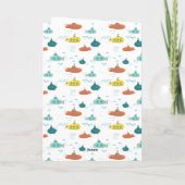 Cute Submarine Nautical Deep Sea Fish Pattern Kaart (Achterkant)