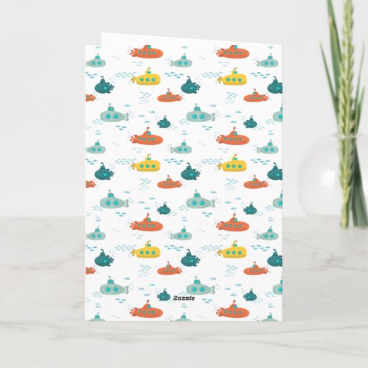 Cute Submarine Nautical Deep Sea Fish Pattern Kaart (Achterkant)