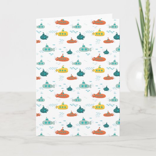 Cute Submarine Nautical Deep Sea Fish Pattern Kaart (Voorkant)
