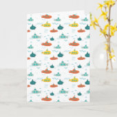Cute Submarine Nautical Deep Sea Fish Pattern Kaart (Gele Bloem)