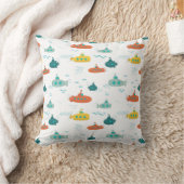 Cute Submarine Nautical Deep Sea Fish Pattern Kussen (Deken)