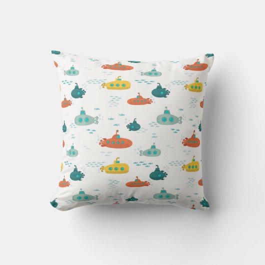 Cute Submarine Nautical Deep Sea Fish Pattern Kussen (Voorkant)