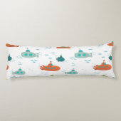 Cute Submarine Nautical Deep Sea Fish Pattern Lichaamskussen (Achterkant)