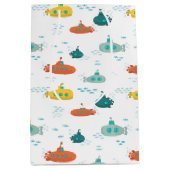 Cute Submarine Nautical Deep Sea Fish Pattern Medium Cadeauzakje (Voorkant)