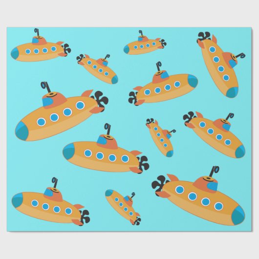 Cute Submarine Pattern Kinder Party Cadeaupapier (Vlak)