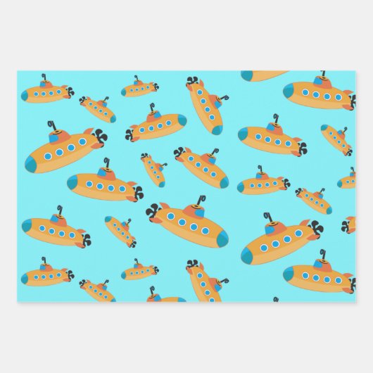 Cute Submarine Pattern Kinder Party Inpakpapier Vel (Voorkant)