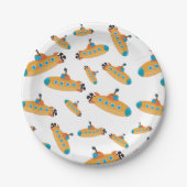 Cute Submarine Pattern Kinder Party Papieren Bordje (Voorkant)