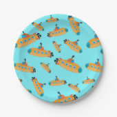 Cute Submarine Pattern Kinder Party Papieren Bordje (Voorkant)