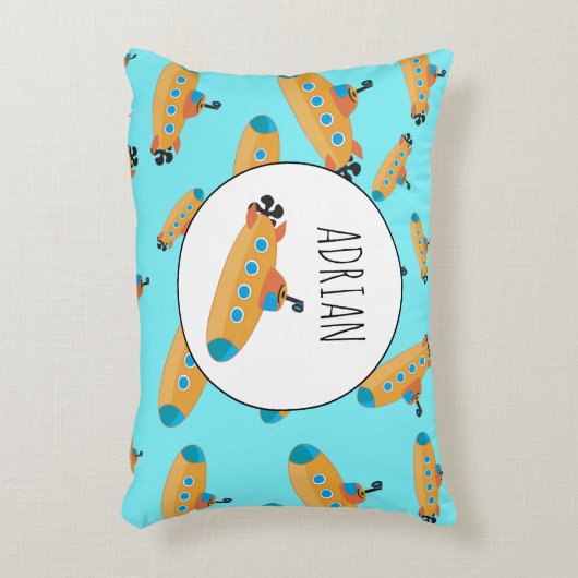 Cute Submarine Pattern Nursery Kinder Room Accent Kussen (Voorkant(Verticaal))