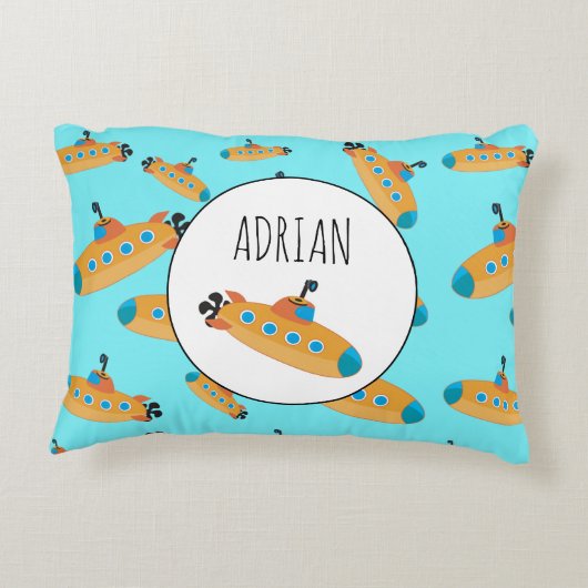 Cute Submarine Pattern Nursery Kinder Room Accent Kussen (Achterkant)