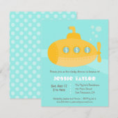 Cute Submarine Underwater Baby Shower Invitations Kaart (Voorkant / Achterkant)
