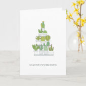 Cute Succulent and Cactus Kerstmis Kaart (Gele Bloem)