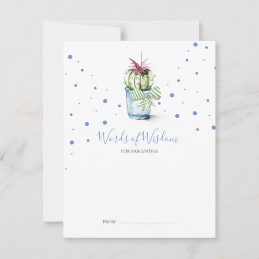 Cute Succulent Cactus Baby shower Advice Cards (Voorkant)