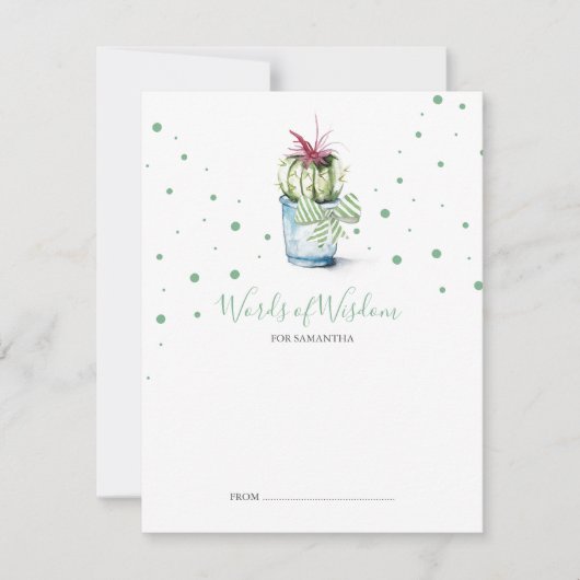 Cute Succulent Cactus Baby shower Advice Cards (Voorkant)