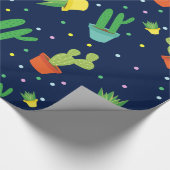 Cute succulent cactus polka dots patroon cadeaupapier (Hoek)