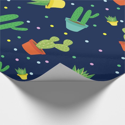 Cute succulent cactus polka dots patroon cadeaupapier (Hoek)