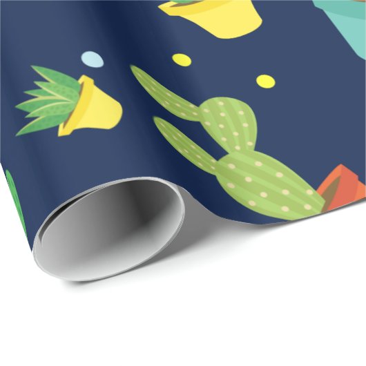 Cute succulent cactus polka dots patroon cadeaupapier (Rol Hoek)