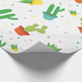 Cute succulent cactus polka dots patroon cadeaupapier (Hoek)