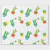 Cute succulent cactus polka dots patroon cadeaupapier (Vlak)