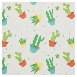 Cute succulent cactus polka dots patroon stof