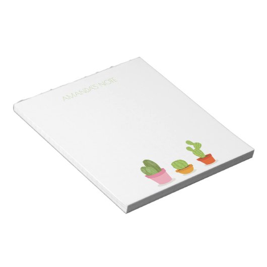 Cute succulent cactus trio notitieblok (Schuin)