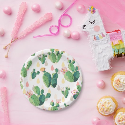 Cute Succulent Lovely Cactus Paper Borden Papieren Bordje (Feest)