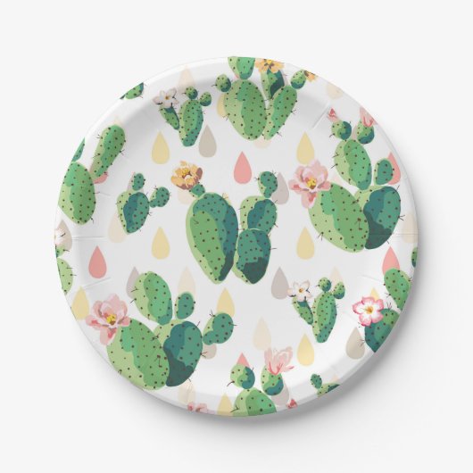 Cute Succulent Lovely Cactus Paper Borden Papieren Bordje (Voorkant)